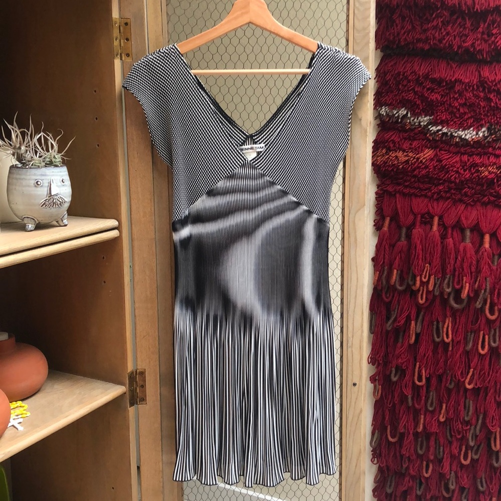 Vintage Vivienne Tam Accordion Pleated Mini Dress